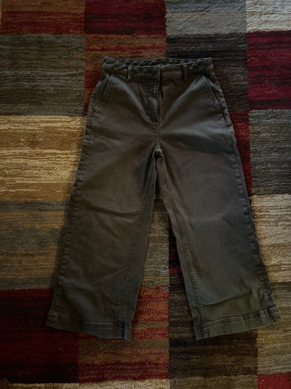 Alex Marie High Rise Wide Leg Cropped Pants Olive Green
